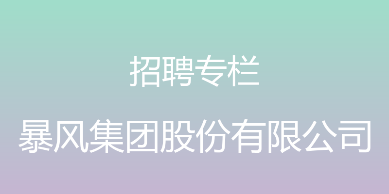 招聘专栏 - 暴风集团股份有限公司