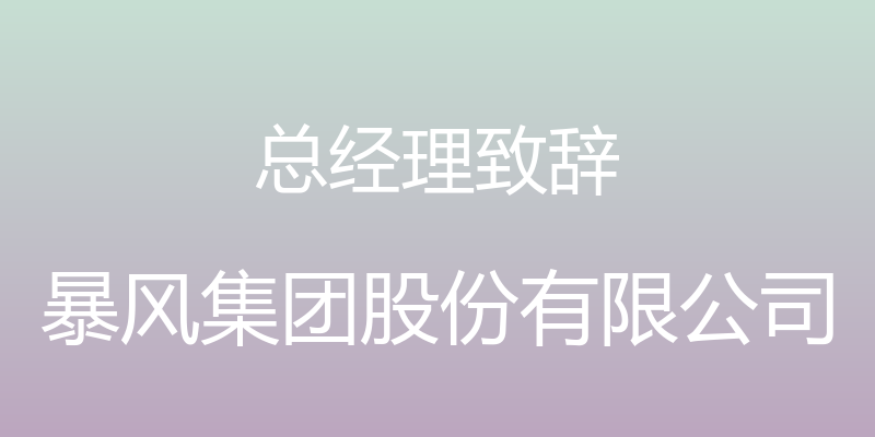 总经理致辞 - 暴风集团股份有限公司